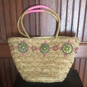 Moroccan shoulder natural beach bag tote NWT